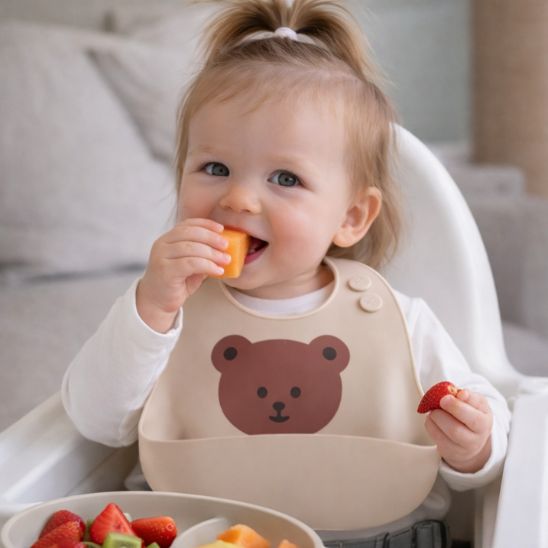 Bavoir - Silicone souple imperméable réglable avec boutons ajustables