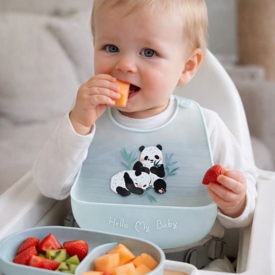 Bavoir en silicone - Imperméable coloris pastel pour repas propre