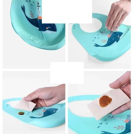 Bavoir imperméable en silicone anti-éclaboussures pour diversification alimentaire