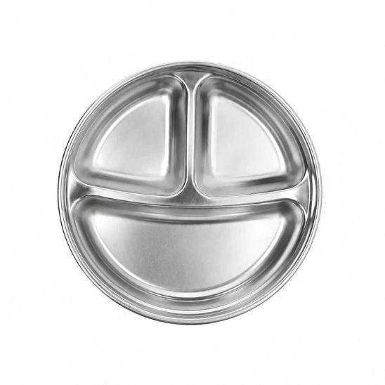 Plateau compartimenté en inox seul, vue de dessus