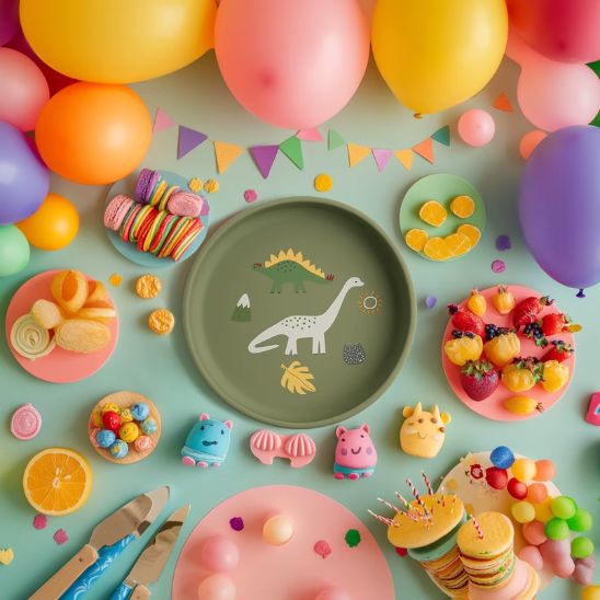 Assiette bebe vert pour apprentissage alimentaire et motricité fine