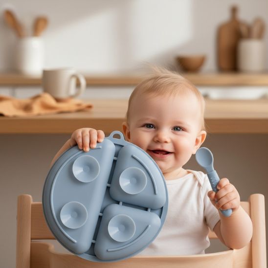 Assiette Ventouse Bébé avec Couverts Inclus