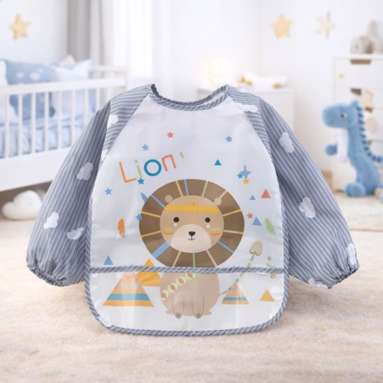 Bavoir bébé longue manche unisexe pendant le repas