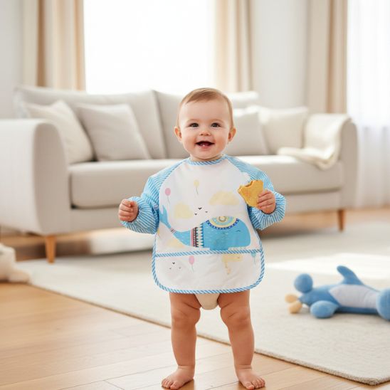 Bavoir bébé longue manche unisexe vue d’ensemble