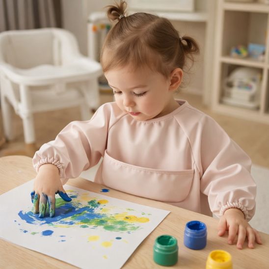 Bavoir bébé manche longue couleur unie vue produit