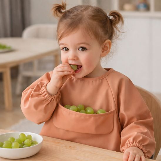 Bavoir bébé manche longue couleur unie pour activités créatives bébé