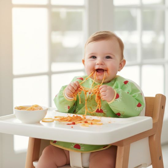 Bavoir bébé manche longue imperméable en matière facile à nettoyer