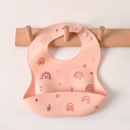 Bavoir bebe silicone motif cornets de glace pour repas bebe