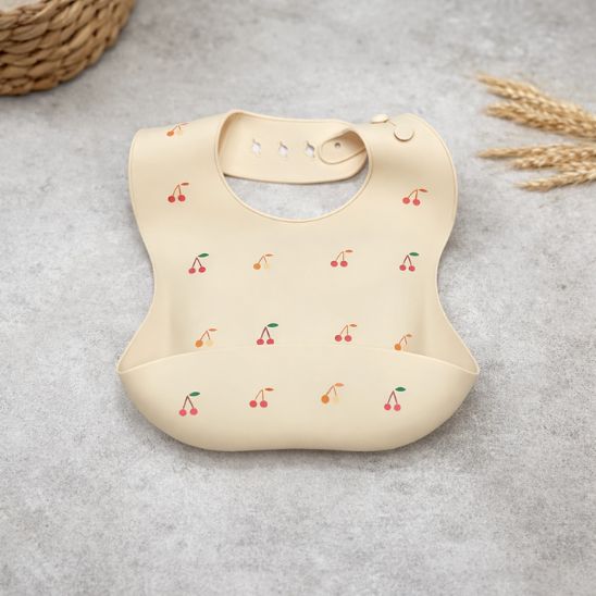 Bavoir bebe silicone souple motif glace pour diversification alimentaire bebe