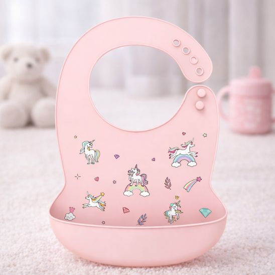 Bavoir pour bebe silicone motif plage et vacances pour repas bebe