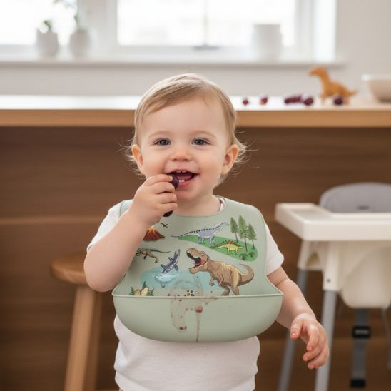 Bavoir silicone bebe pratique et lavable pour repas enfant