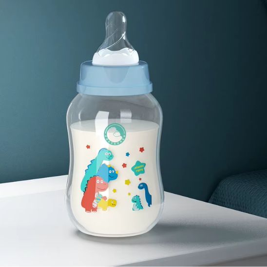 Biberon Dinosaure 150ml anti-fuite pour bébé, tétine silicone souple