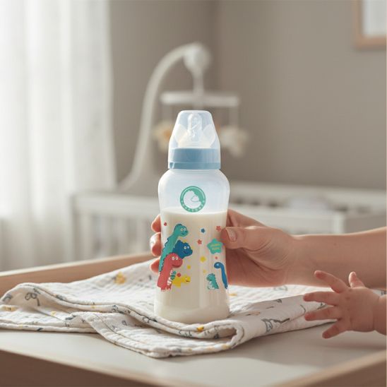 Biberon Dinosaure motif dinosaures colorés, biberon bébé ludique