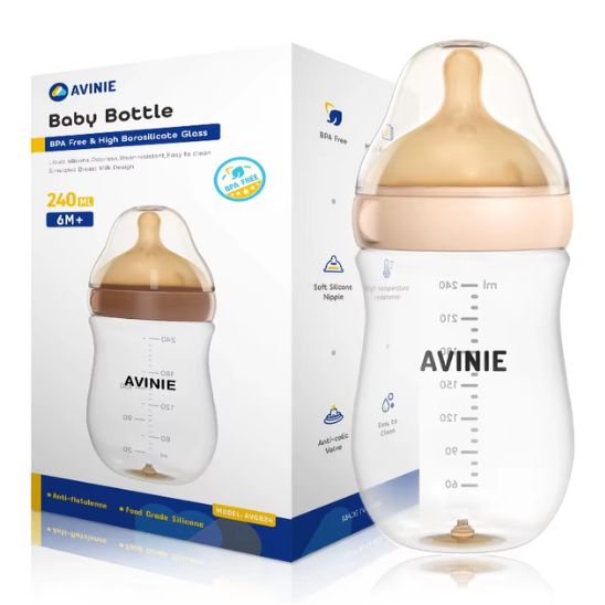 Biberon en verre avec valve intelligente anti-colique