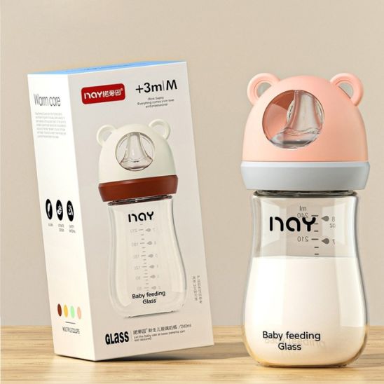biberon en verre avec tétine silicone effet naturel