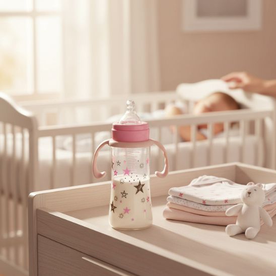 Biberon étoile d’amour rose avec poignées ergonomiques pour bébé