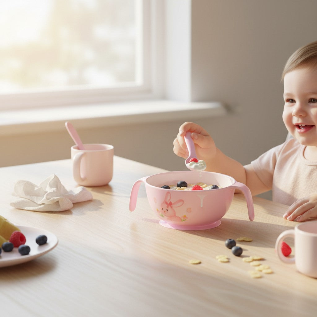 Bol bébé rose antidérapant pour tout-petits