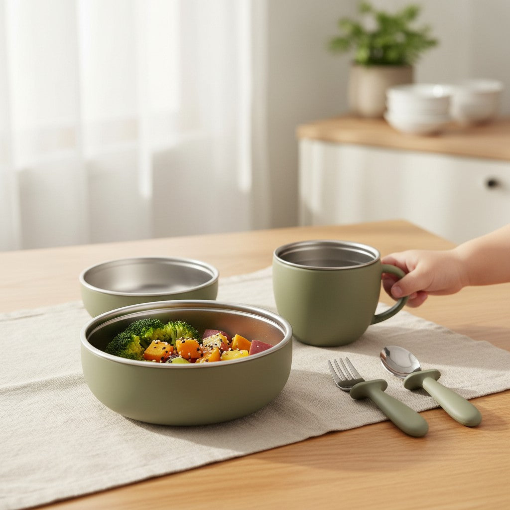 Bol bébé en inox adapté aliments chauds et froids