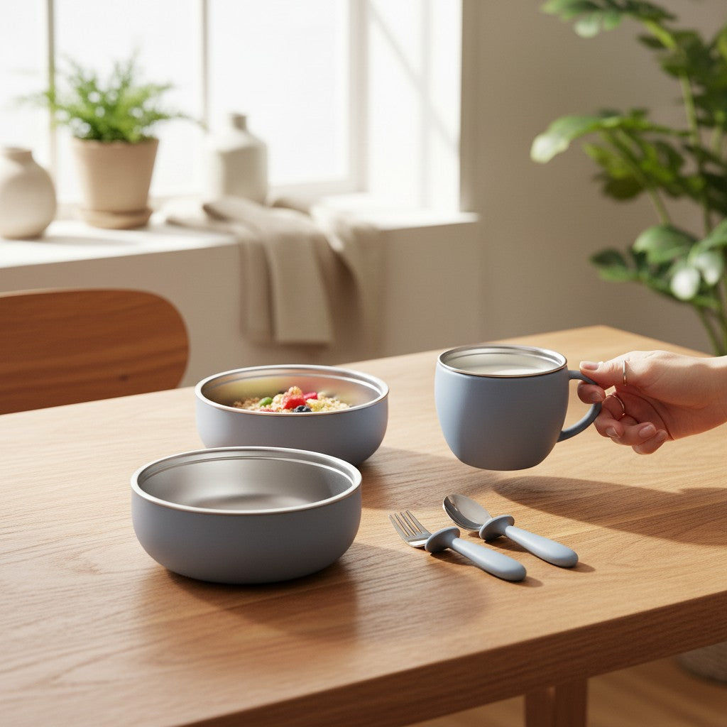 Set bol bébé pour repas autonomes avec ustensiles ergonomiques