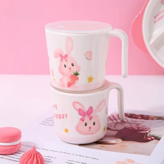 Bol bébé rose design mignon avec petit lapin