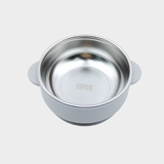 Bol inox bebe gris avec ventouse silicone