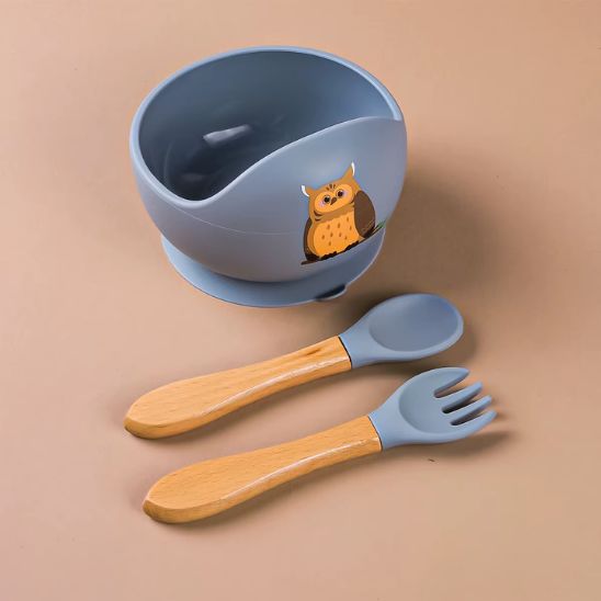 Bol pour bebe hibou en silicone antidérapant – Bébé-Miammiam
