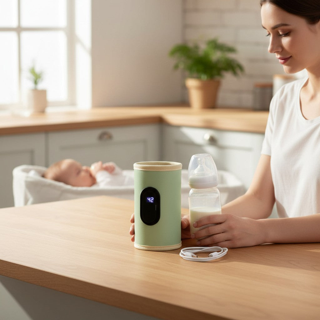 Chauffe biberon nomade en housse chauffante, pratique et léger