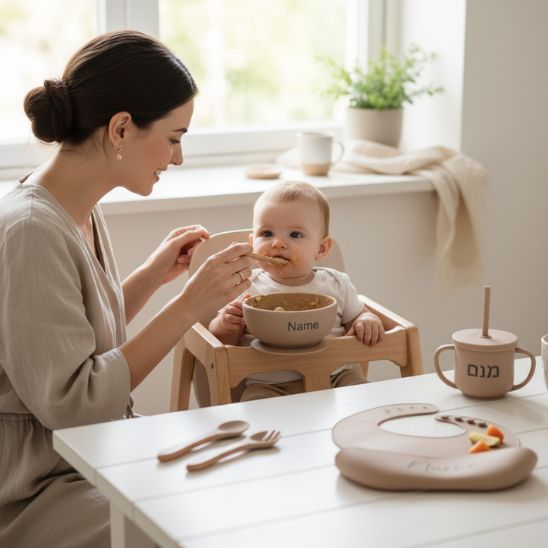 Coffre bébé personnalisé Bébé Miam – Ensemble repas silicone doux