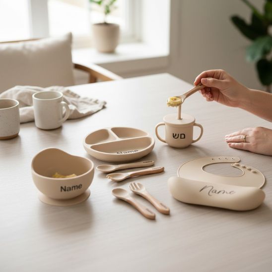 Coffre bébé personnalisé Bébé Miam – Gobelet silicone avec paille