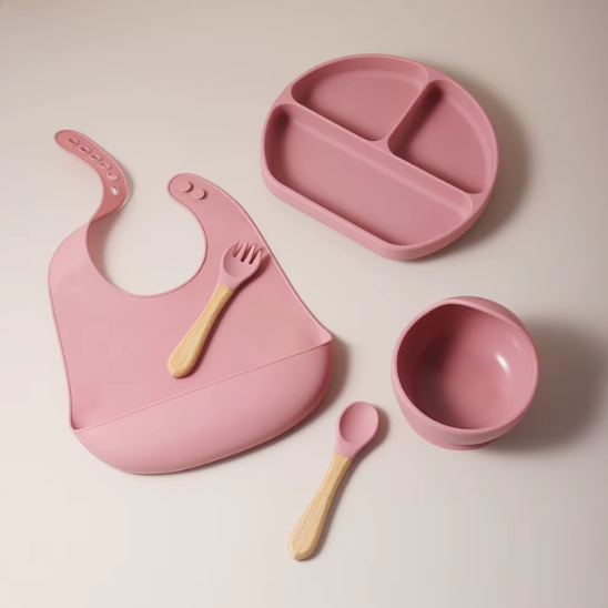Coffret bebe repas Bébé Miam – Ensemble complet en silicone alimentaire beige