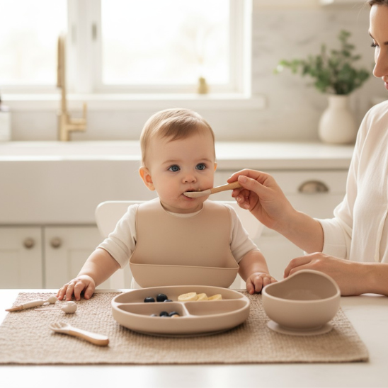 Coffret bebe repas Bébé Miam – Assiette compartimentée micro-ondes et congélateur