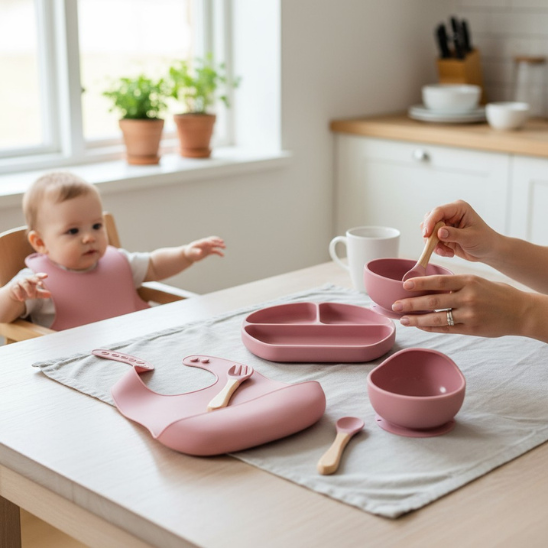 Coffret bebe repas Bébé Miam – Silicone alimentaire sans BPA de haute qualité