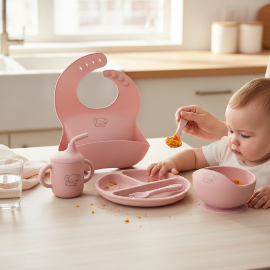 Coffret repas bébé fille - Set 6 pièces