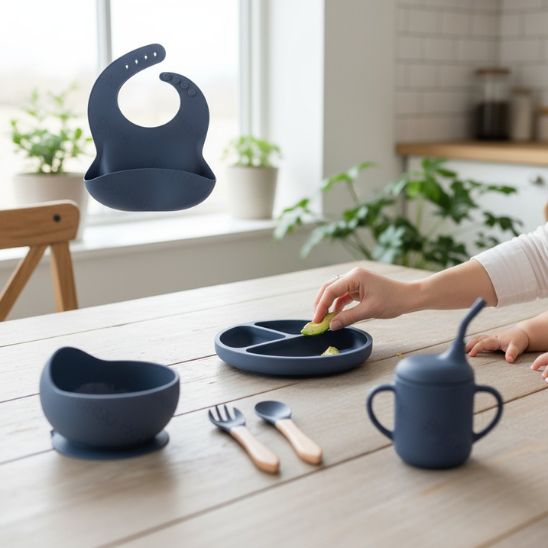 Coffret repas bébé garçon Bébé Miam – Cuillère et fourchette ergonomiques