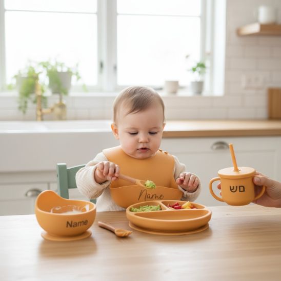 Coffret repas bébé personnalisé avec prénom Bébé Miam – Ensemble repas fille et garçon