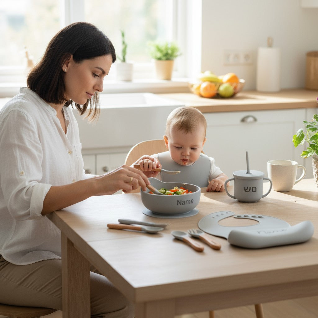Coffret repas personnalisé bébé Bébé Miam – Coffret cadeau complet pour premiers repas

