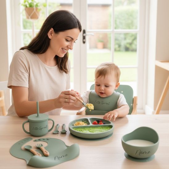 Coffret repas personnalisé bébé Bébé Miam – Bol ventouse et tasse à paille