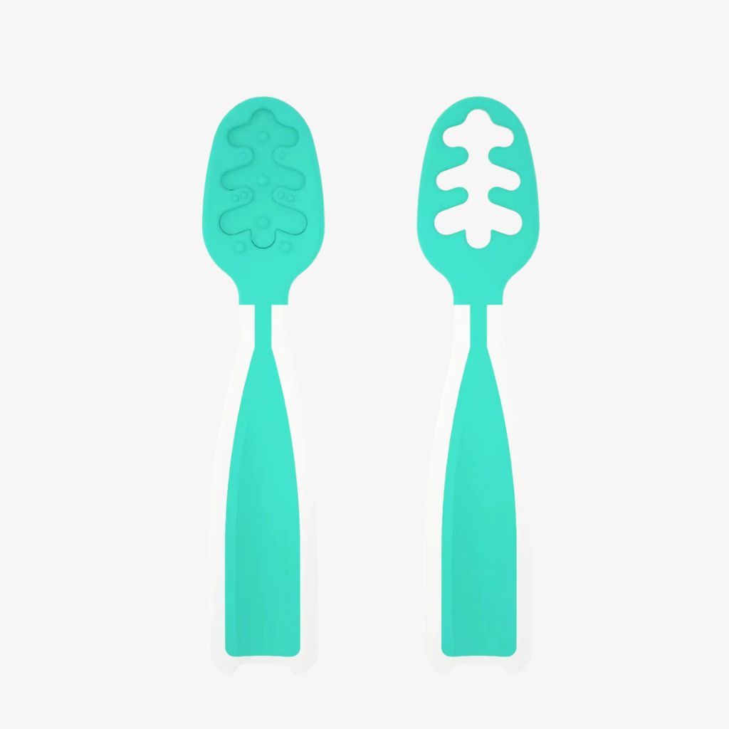 Cuillère bébé turquoise pour repas sécurisés et amusants – Bébé-Miam