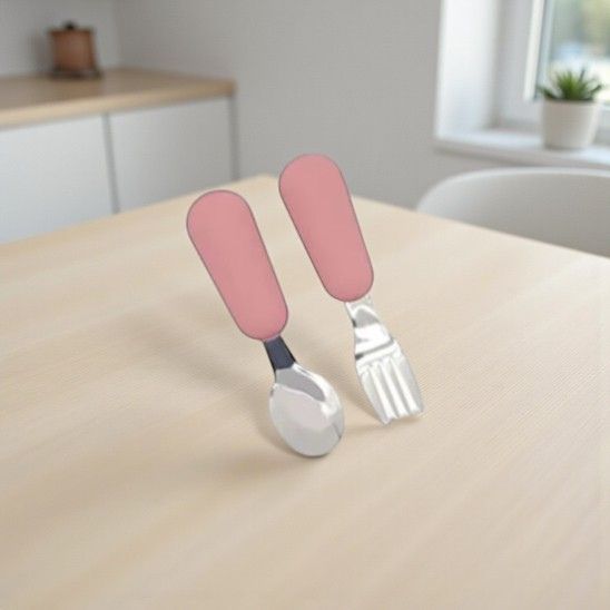 Cuillère bébé silicone et acier inoxydable pour premiers repas – Bébé-Miam