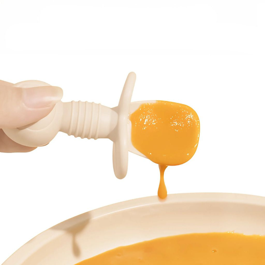 Set 2 pièces bébé : cuillère silicone + fourchette