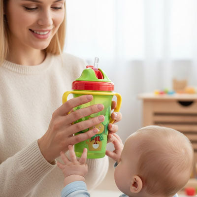 détail de la paille souple d’un gobelet bébé anti fuite Bébé-Miam™