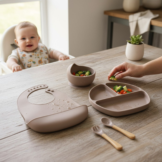 Meilleur coffret repas bébé Bébé Miam – Ensemble repas bébé vert olive
