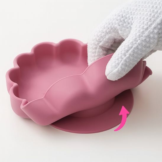 Cuillère et fourchette silicone rose ergonomiques pour set repas bebe