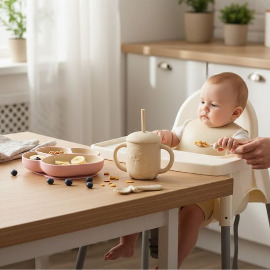 Bol ventouse rose silicone souple et stable pour premiers repas bebe