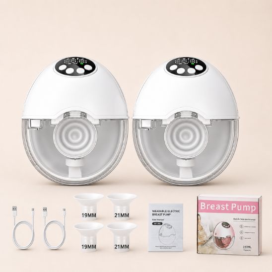 Contenu boite tire lait electrique double blanc avec base chauffante UV brides 19mm 21mm