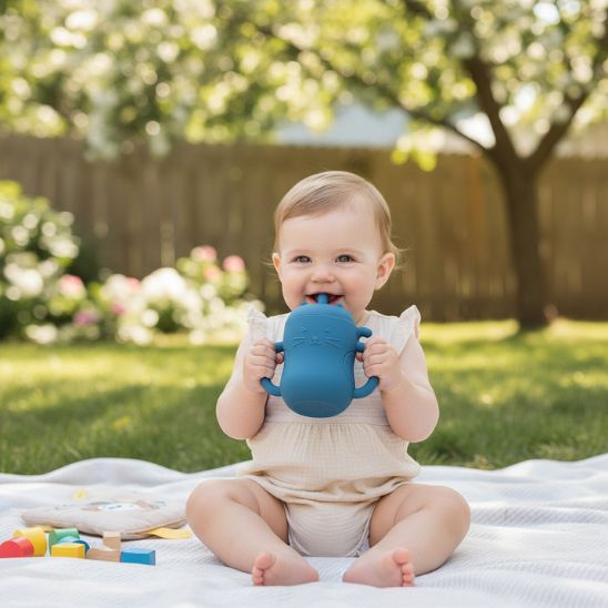 Verre bébé anti-renversement – Gourde paille enfant avec poignée