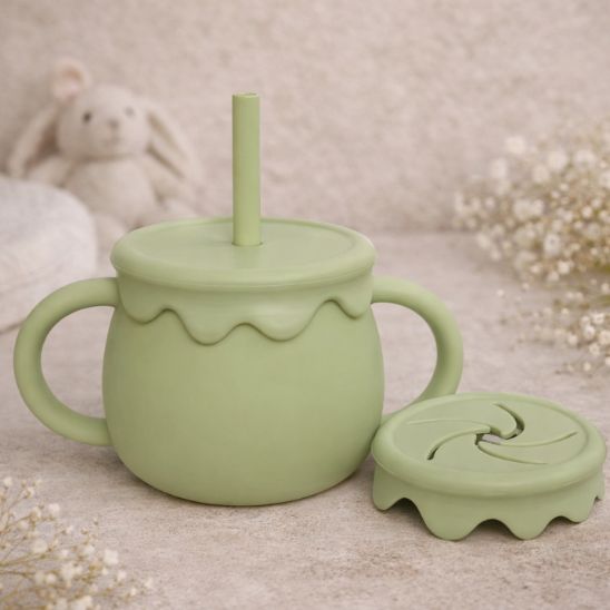 Verre bébé anti-renversement multifonction avec paille et collation