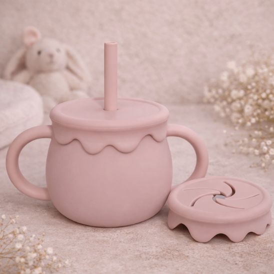 Verre bébé anti-renversement avec paille et couvercle collation sécurisé