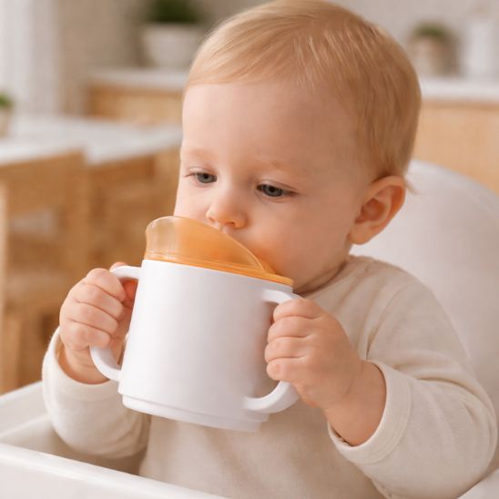 Verre bébé antirenversement ergonomique rose pour apprentissage autonome Bébé-Miam™